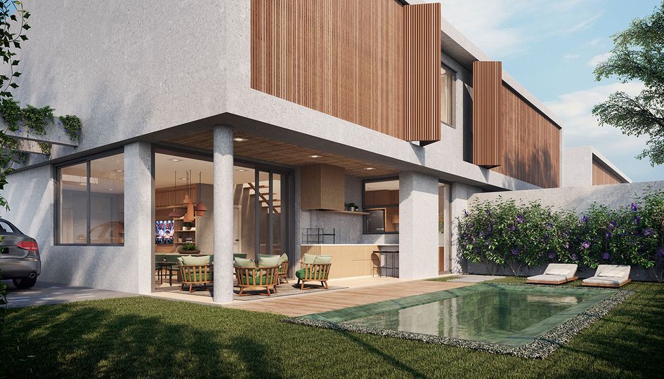 Concepção artística da Área Gourmet & Piscina Privativa